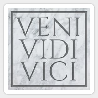 Veni Vidi Vici Roman Motto Phrase - I came, I saw, I conquered Marble Sticker